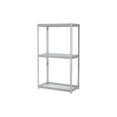 Global Equipment Expandable Starter Rack 96x48x84 3 Level Wire Deck 800 lb. Cap Per Deck GRY 716438